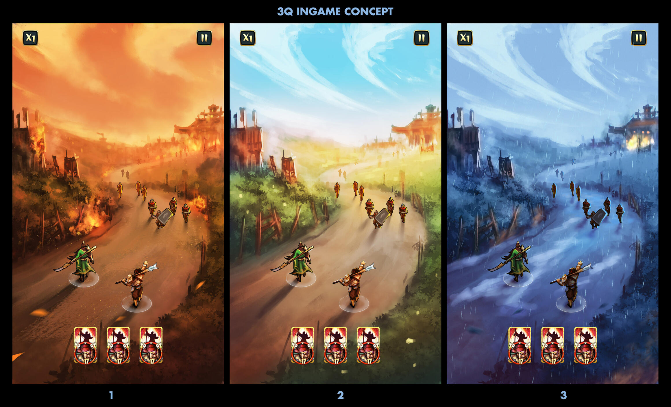 Three Kingdoms Fight Fight Fight - Ingame Exploration Sketches